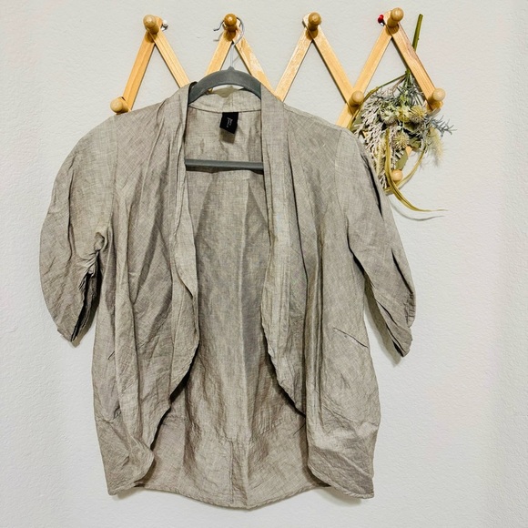 ZERO + Maria Cornejo Tan Linen Cotton Blend Blazer Cardigan Size 2 - Picture 1 of 9